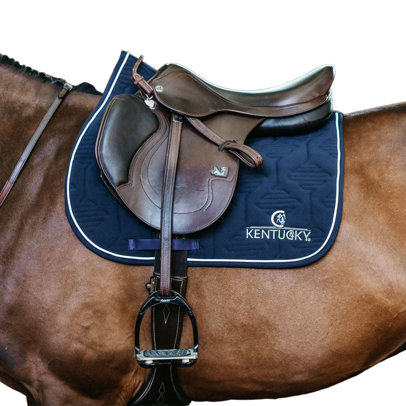 Kentucky Horsewear - Tapis de selle color edition cuir logo marine | - Ohlala