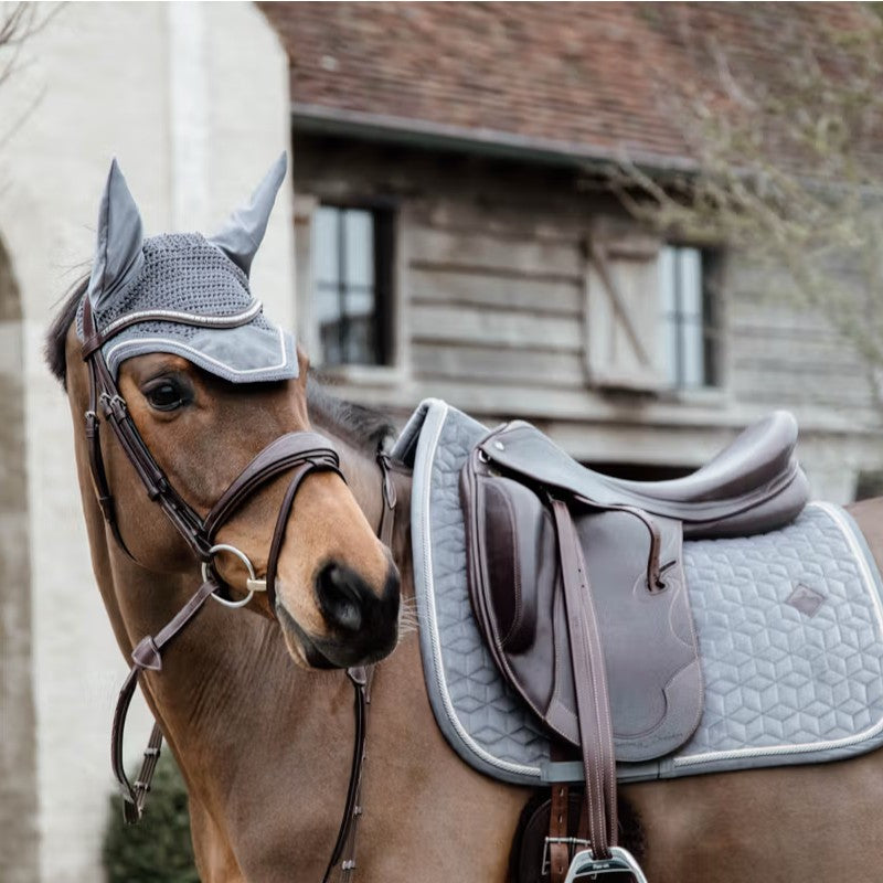 Kentucky Horsewear - Bonnet pour chevaux anti-bruits Wellington Basic Velvet gris | - Ohlala