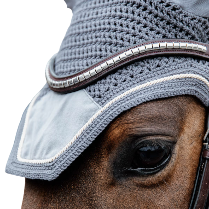 Kentucky Horsewear - Bonnet pour chevaux anti-bruits Wellington Basic Velvet gris | - Ohlala