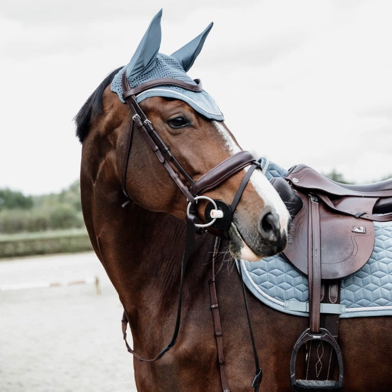 Kentucky Horsewear - Bonnet pour chevaux anti-bruits Wellington Velvet light blue | - Ohlala