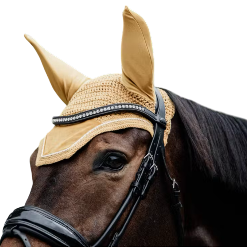 Kentucky Horsewear - Bonnet pour chevaux anti-bruits Wellington Velvet moutarde | - Ohlala