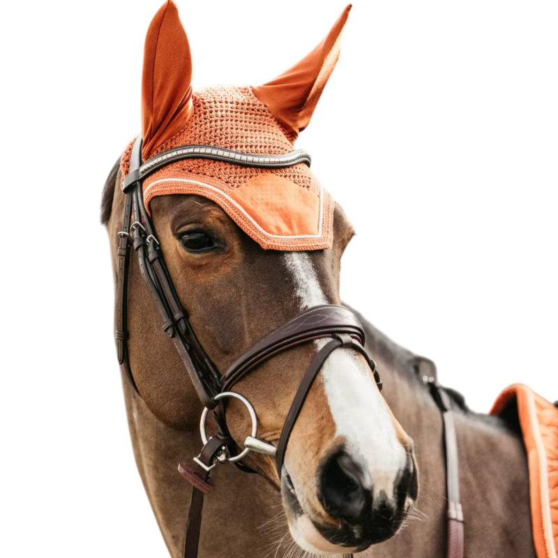 Kentucky Horsewear - Bonnet pour chevaux anti-bruits Wellington Velvet orange | - Ohlala