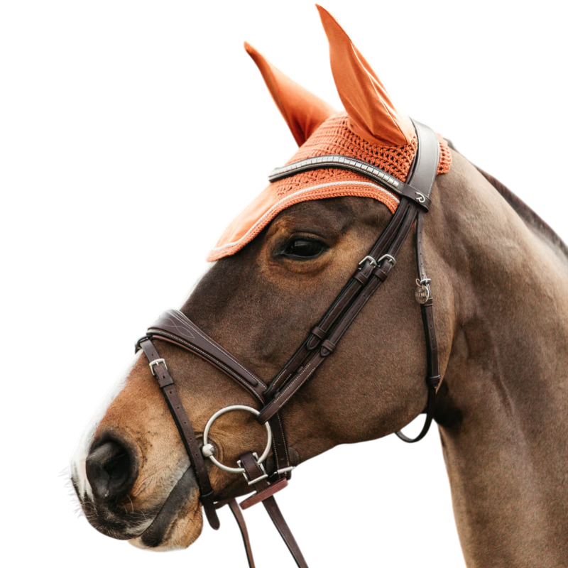 Kentucky Horsewear - Bonnet pour chevaux anti-bruits Wellington Velvet orange | - Ohlala
