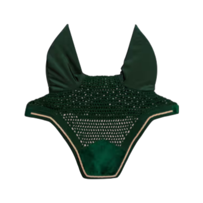 Kentucky Horsewear - Bonnet pour chevaux anti-bruits Wellington Velvet vert foncé | - Ohlala