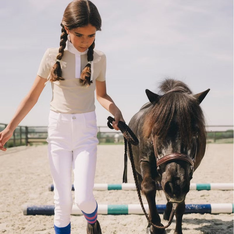 Kentucky Horsewear - Pantalon d'équitation Miami City fille avec Grip au genou blanc