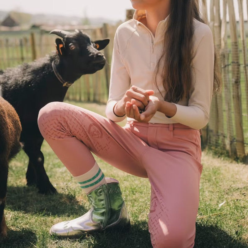 Kentucky Horsewear - Pantalon d'équitation Miami City fille avec Grip au genou vieux rose