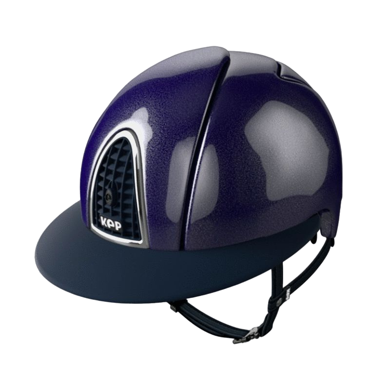 KEP - Casque d'équitation Cromo Shine marine visière polo | - Ohlala