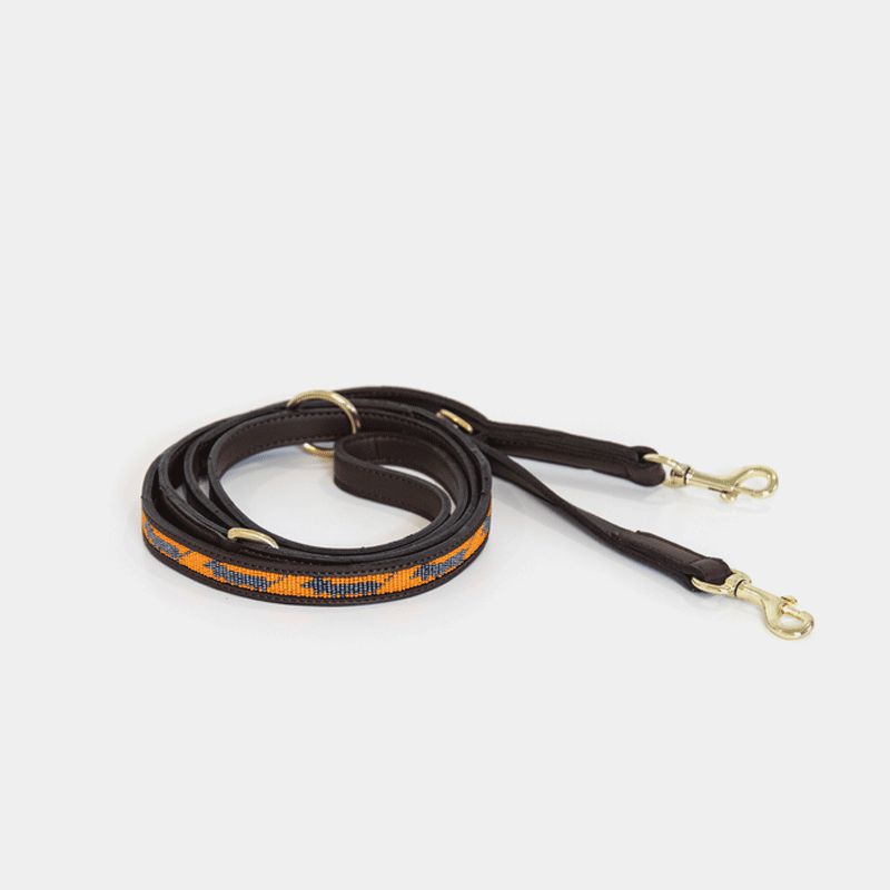 Kentucky Horsewear - Laisse de chien perles faites main orange/noir | - Ohlala