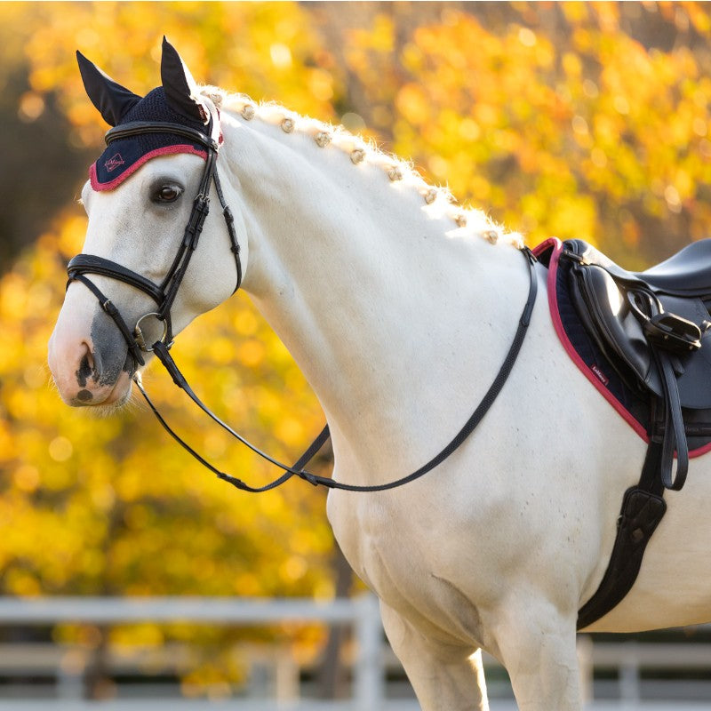 Lemieux - Bonnet pour chevaux anti-mouches Classic marine/ cranberry