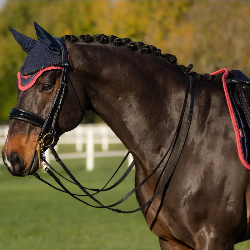 Lemieux - Bonnet pour chevaux anti-mouches Loire marine/ cranberry