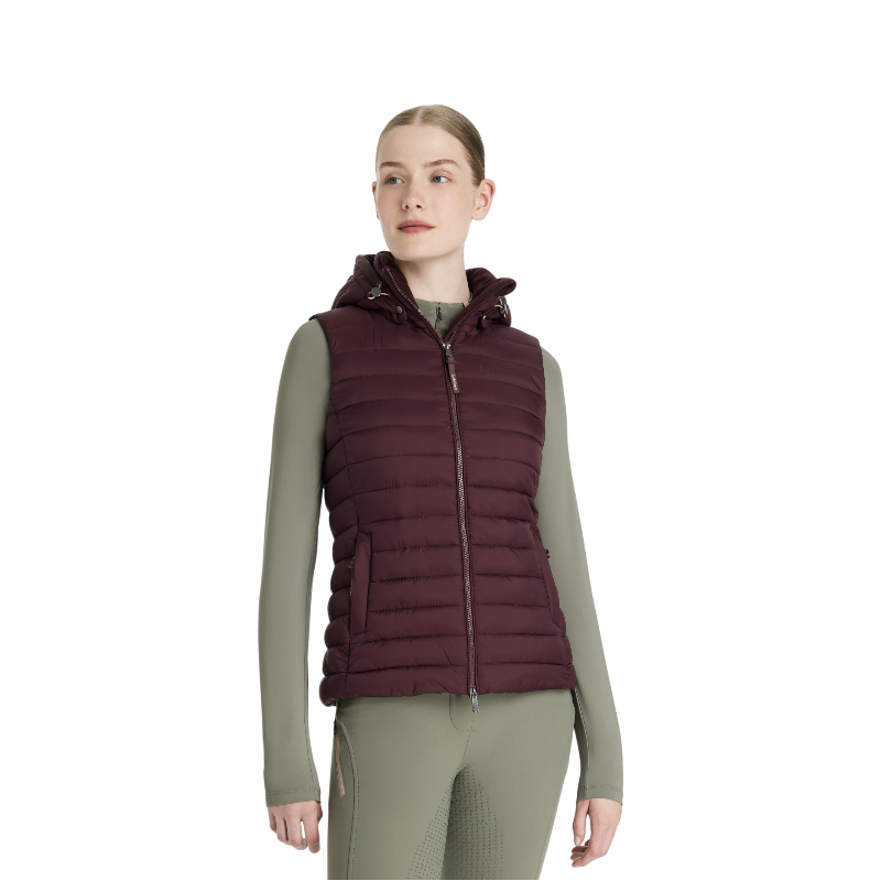Lemieux - Doudoune sans manche à capuche femme Rose damson