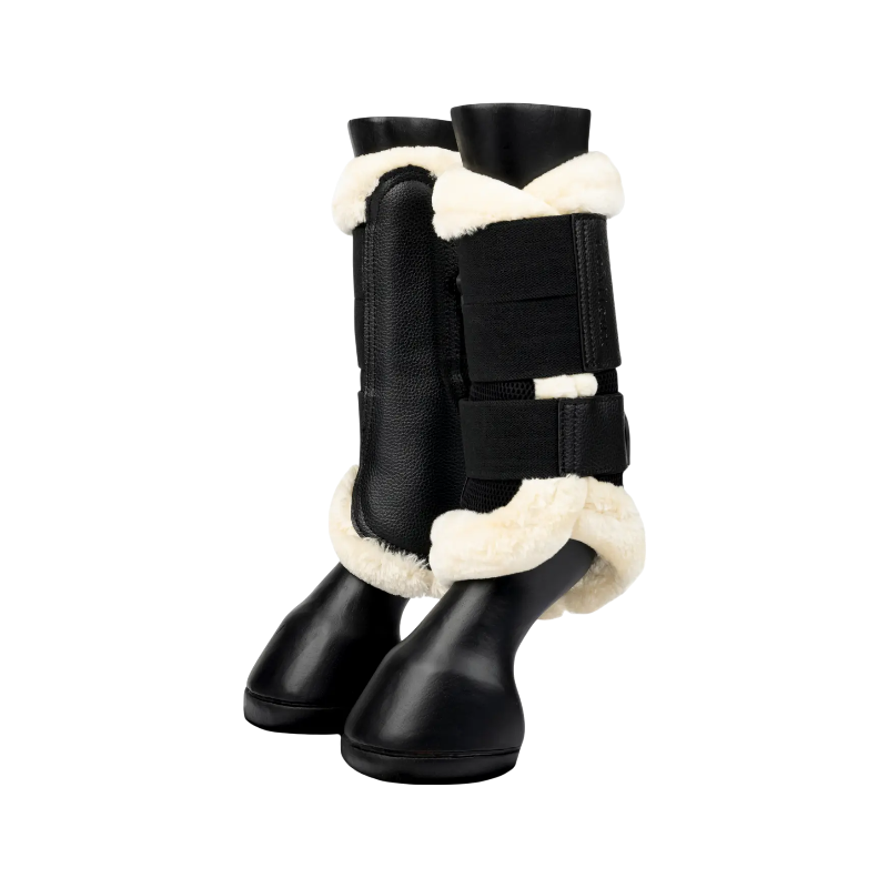 Lemieux - Guêtres fermées souples Mesh Fleece Edged noir/ naturel