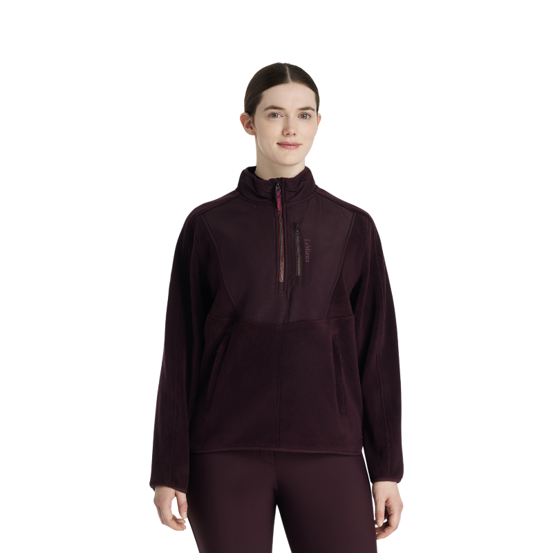 Lemieux - Polaire bi-matière col zippé femme Clara damson