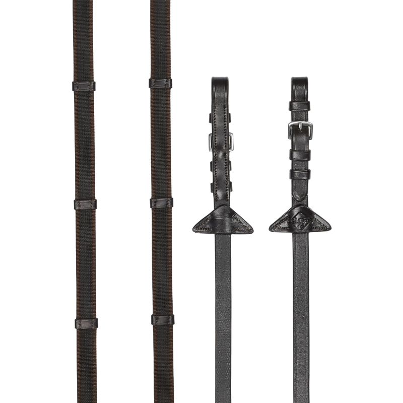 Lemieux - Rênes en caoutchouc grip Continental marron/ argent