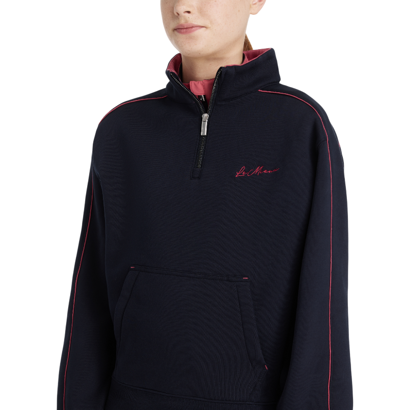 Lemieux - Sweat col zippé enfant Young Rider Kate marine/ cranberry