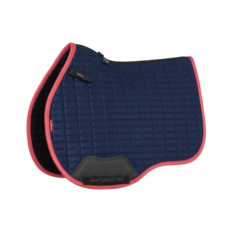 Lemieux - Tapis de selle Mixte Square suédine marine/ cranberry