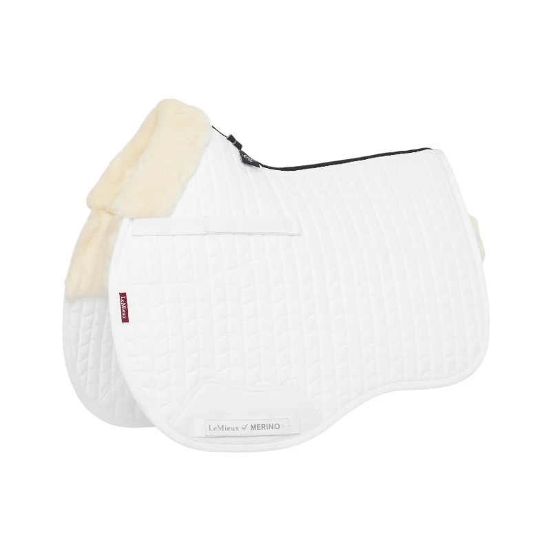 Lemieux - Tapis de selle Square Mixte Merino + blanc/ naturel | - Ohlala