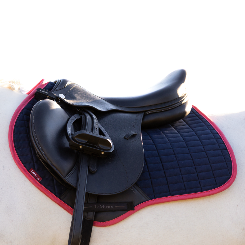 Lemieux - Tapis de selle Square suédine marine/ cranberry