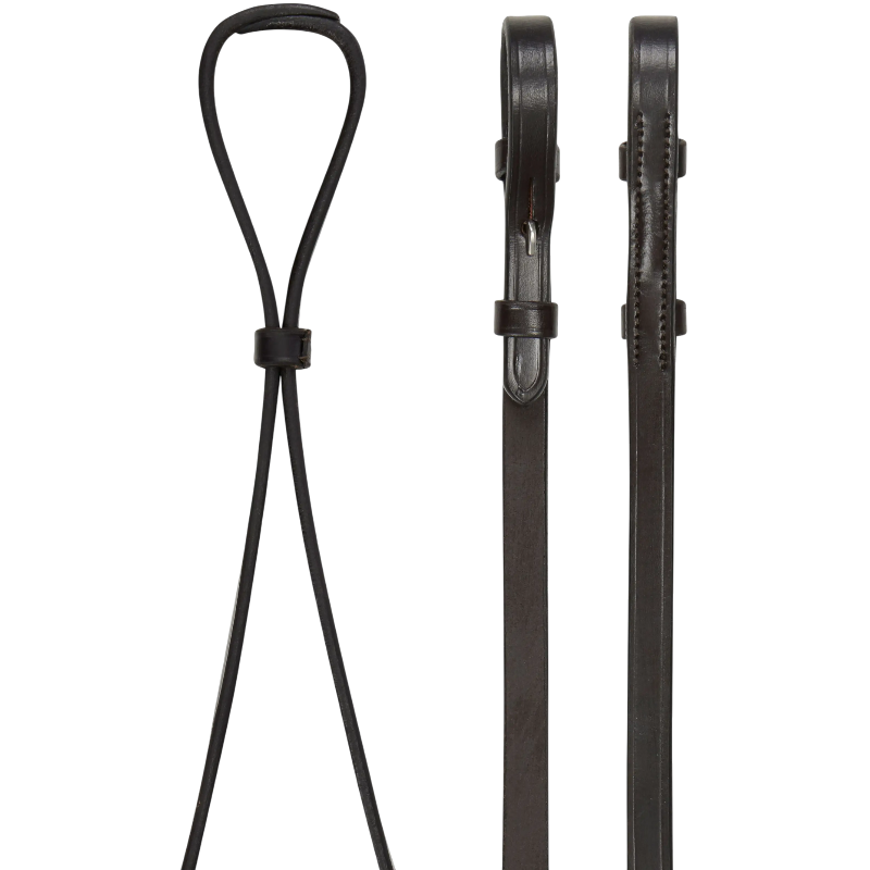 Lemieux - Rênes en cuir Curb marron/ argent