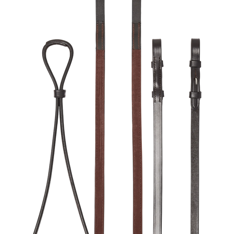 Lemieux - Rênes doublées Hunter havane/ argent