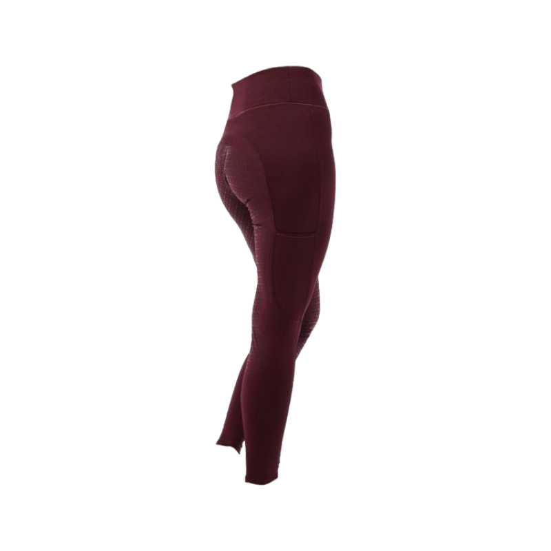 Equithème - Legging d'équitation femme full grip Lyly bordeaux