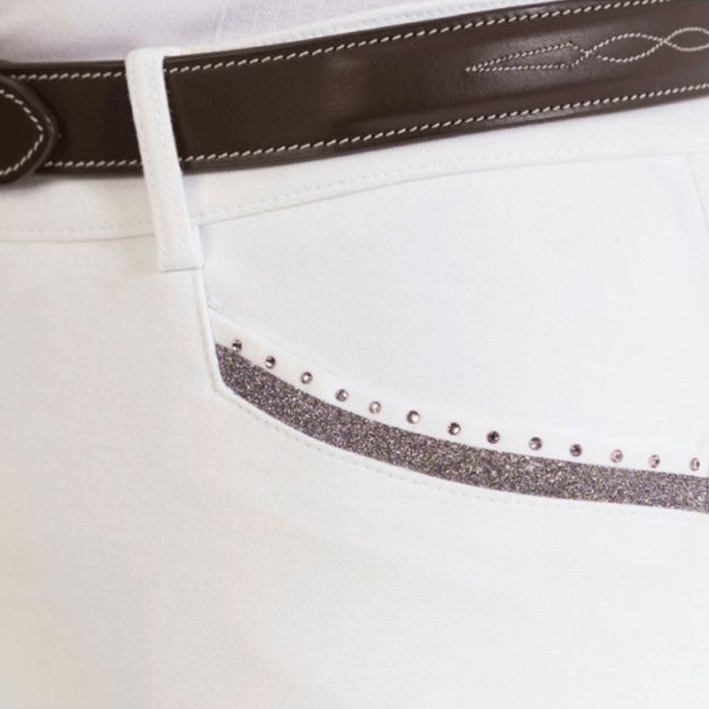 Equithème - Pantalon d'équitation femme Kim coton organique blanc | - Ohlala