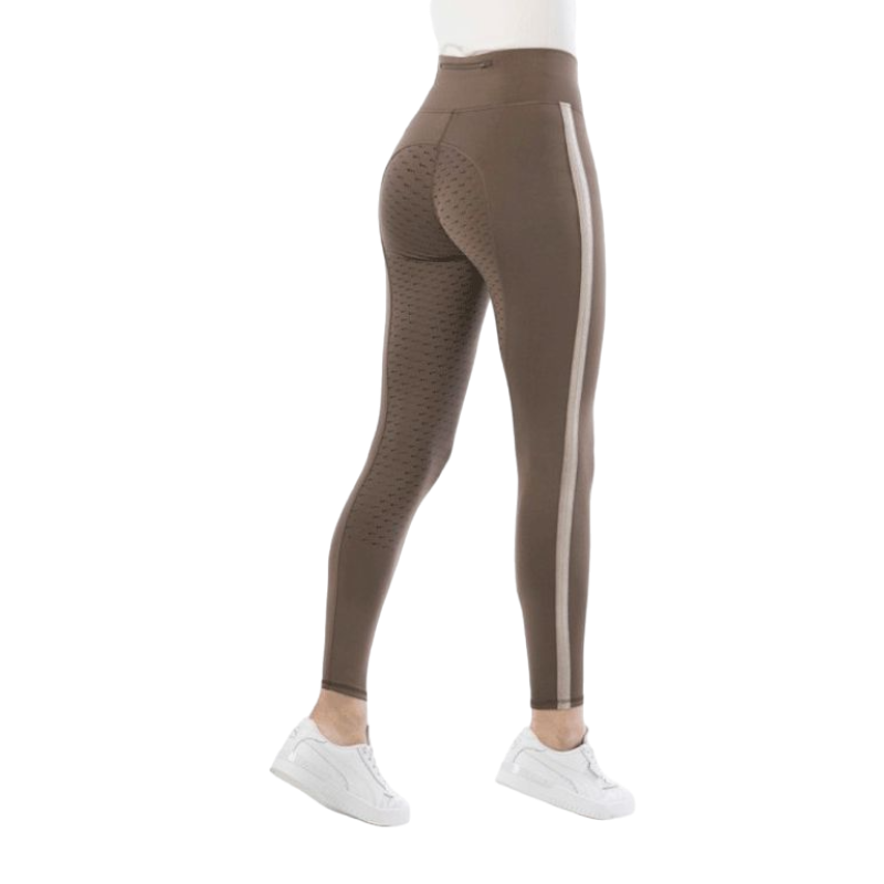 Equithème - Legging d'équitation full grip femme Violette taupe