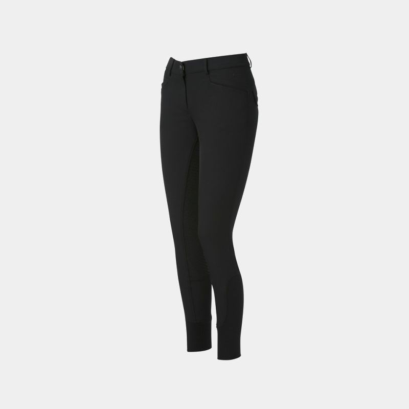 Equithème - Pantalon d'équitation femme Micro fond silicone noir | - Ohlala