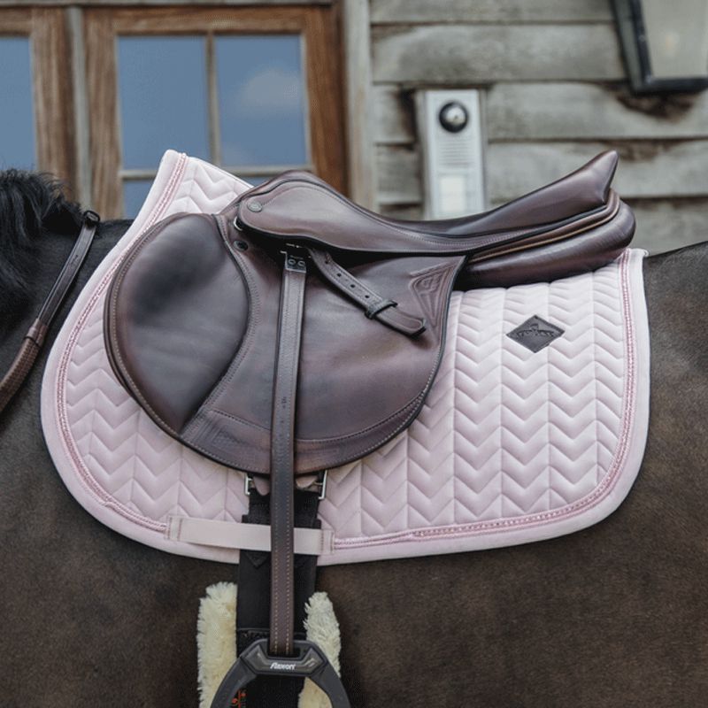 Kentucky Horsewear - Tapis de selle Velvet Pearls jumping rose tendre | - Ohlala