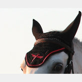 Freejump - Bonnet pour cheval Noir / Rouge | - Ohlala