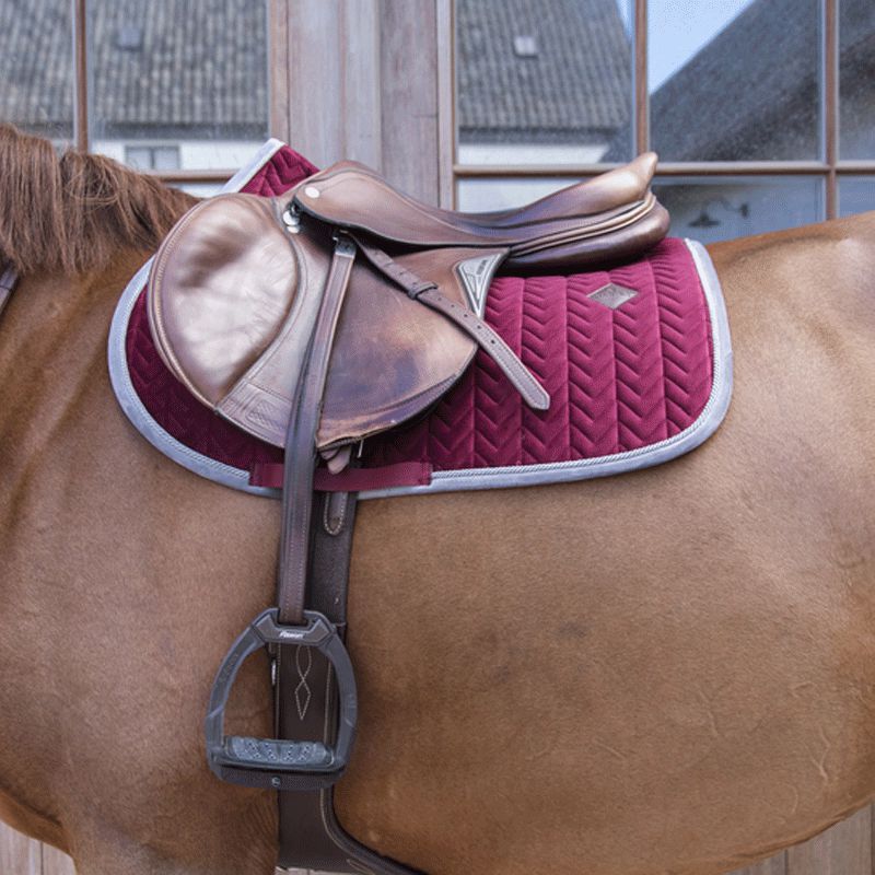 Kentucky Horsewear - Tapis de selle velvet contrast bordeaux | - Ohlala