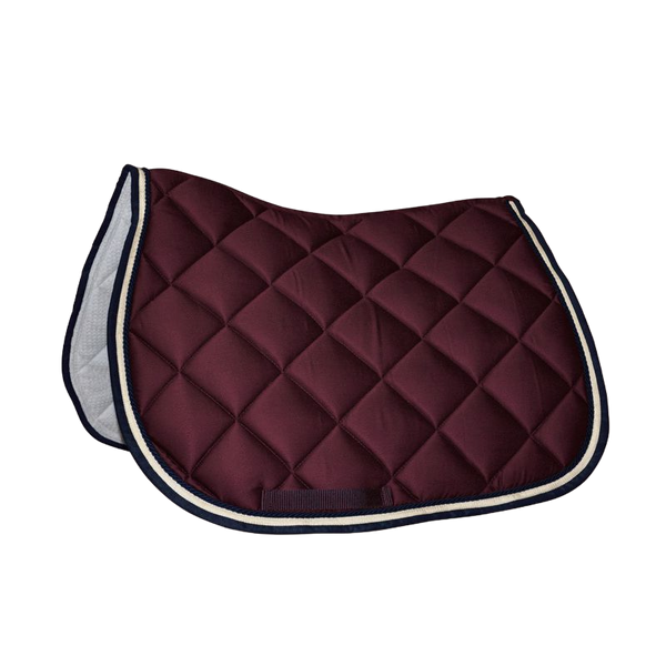 Tapis De Selle Anglais CHALLENGER - Contour Gel, Coton Matelassé, Bordeaux, 22x20 Pouces