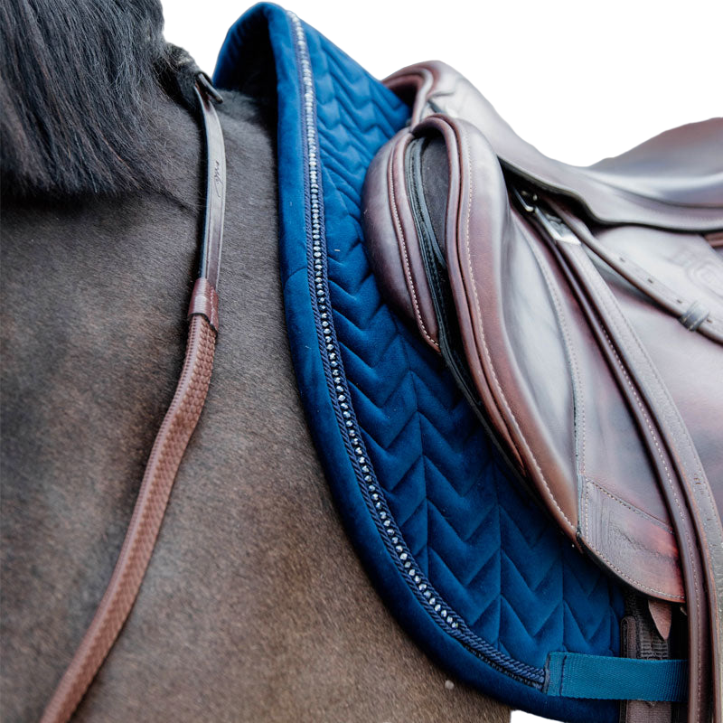 Kentucky Horsewear - Tapis de selle Velvet Pearls jumping marine | - Ohlala