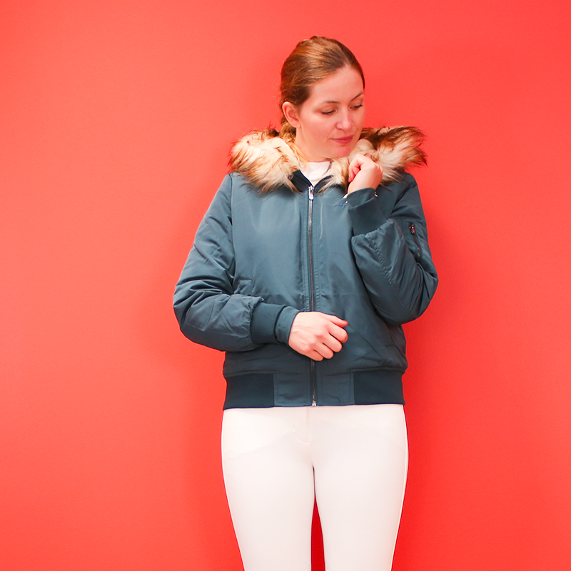 Pénélope Store - Bombers à capuche Lyon bleu canard | - Ohlala