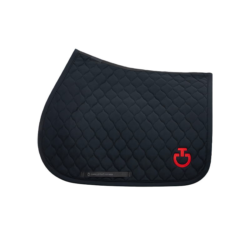 Cavalleria Toscana - Tapis de selle Circular Quilted Jersey noir et rouge | - Ohlala