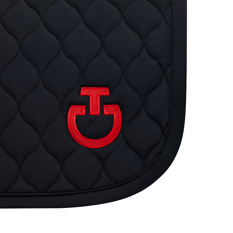 Cavalleria Toscana - Tapis de selle Circular Quilted Jersey noir et rouge | - Ohlala