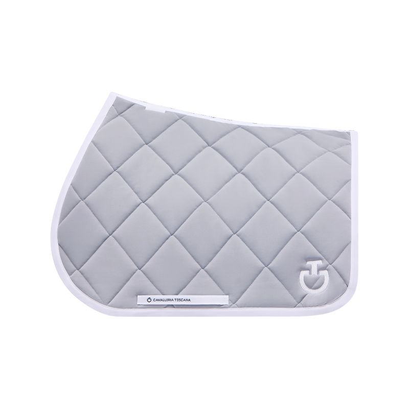 Cavalleria Toscana - Tapis de selle Diamond Quilted Jersey light grey et blanc | - Ohlala