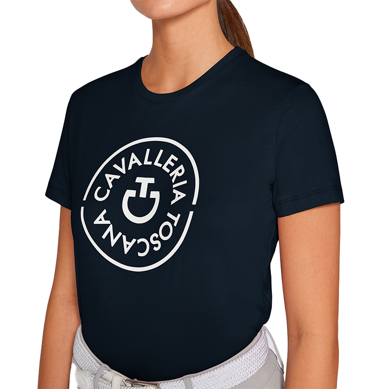 Cavalleria Toscana - T-shirt manches courtes femme CT Double Orbit marine | - Ohlala
