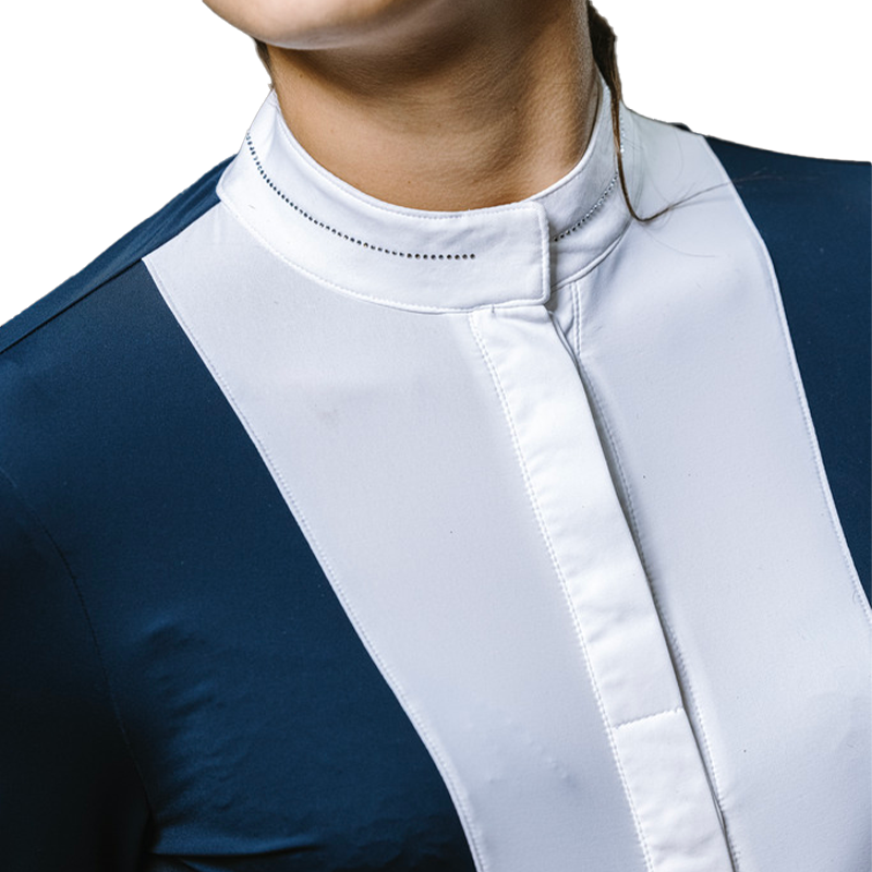 Equithème - Chemise à manches longues de concours femme Julia marine | - Ohlala