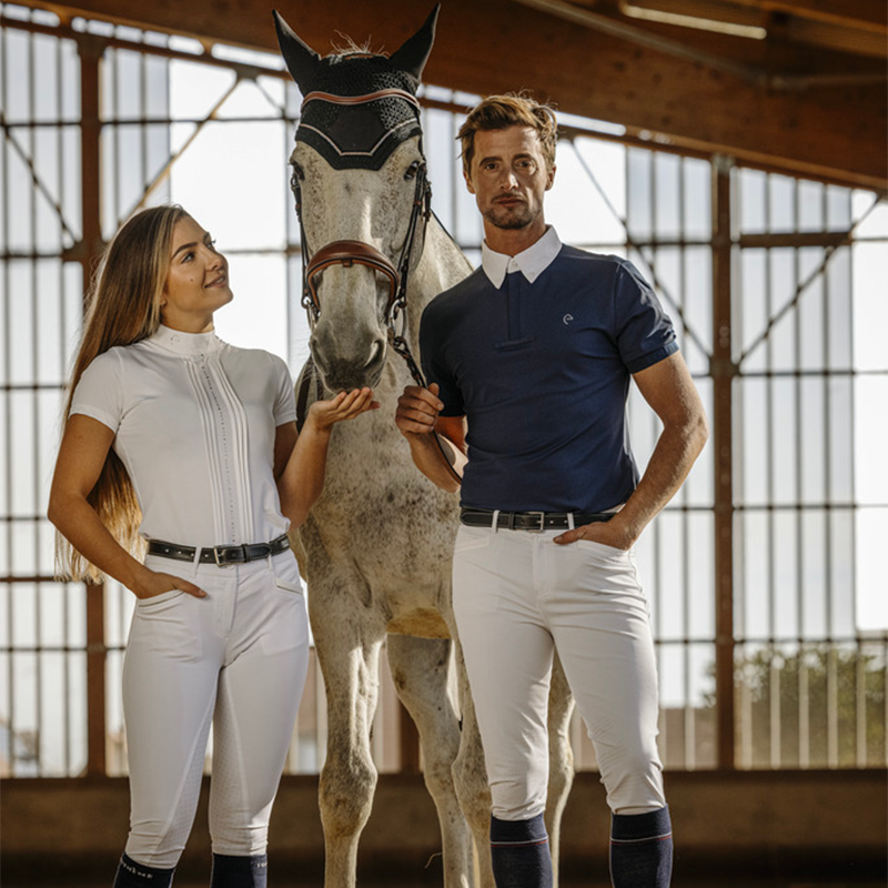 Equithème - Polo de concours à manches courtes homme Wellington marine | - Ohlala