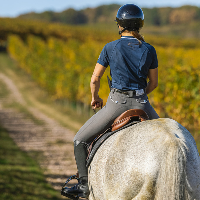 Equithème - Polo à manches courtes femme Elodie marine | - Ohlala