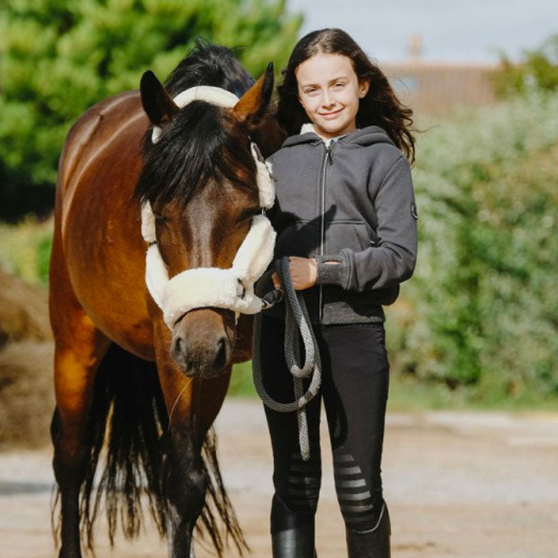 Equithème - Sweat à capuche enfant Palerme noir | - Ohlala