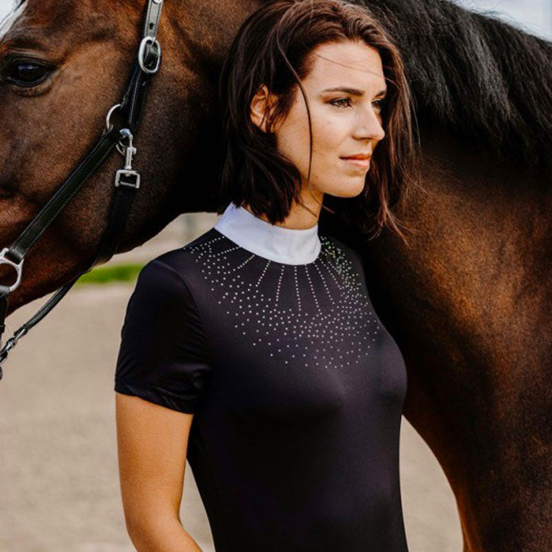 Equithème - Polo manches courtes femme London noir | - Ohlala