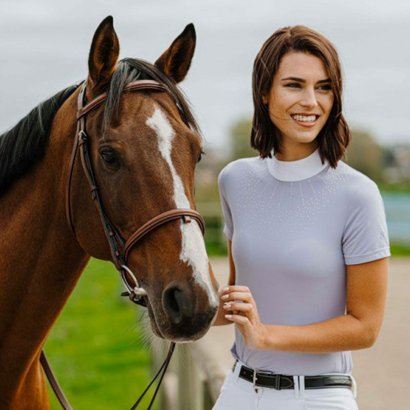 Equithème - Polo manches courtes femme London violet | - Ohlala