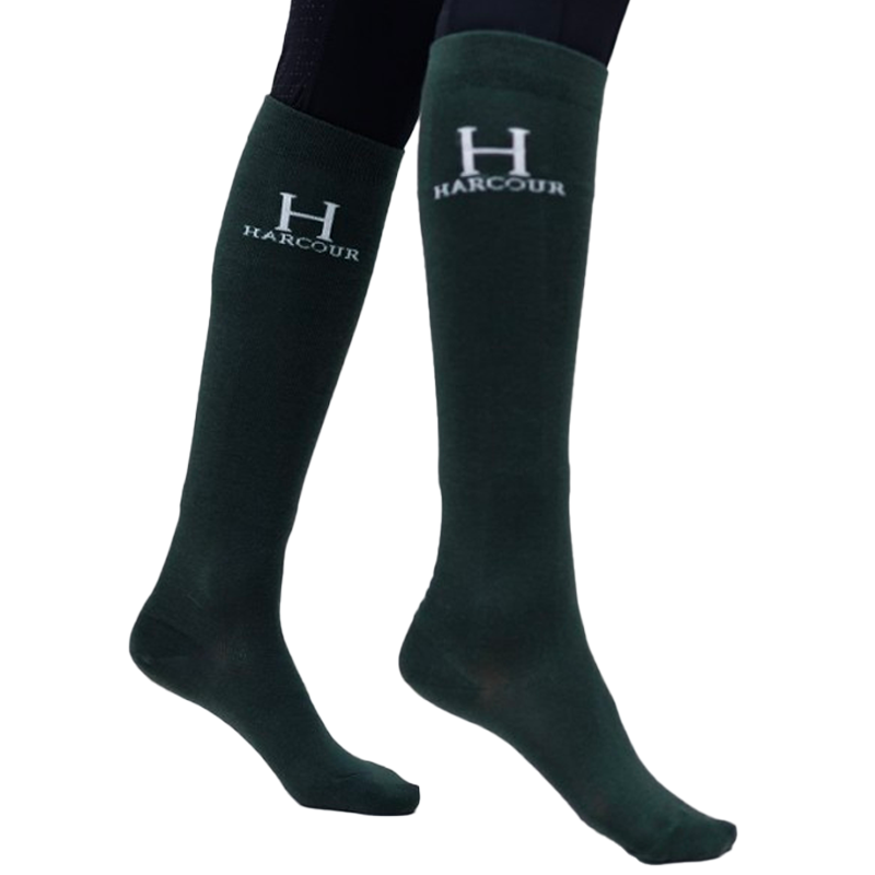 Harcour - Chaussettes d'équitation Badminton kaki | - Ohlala