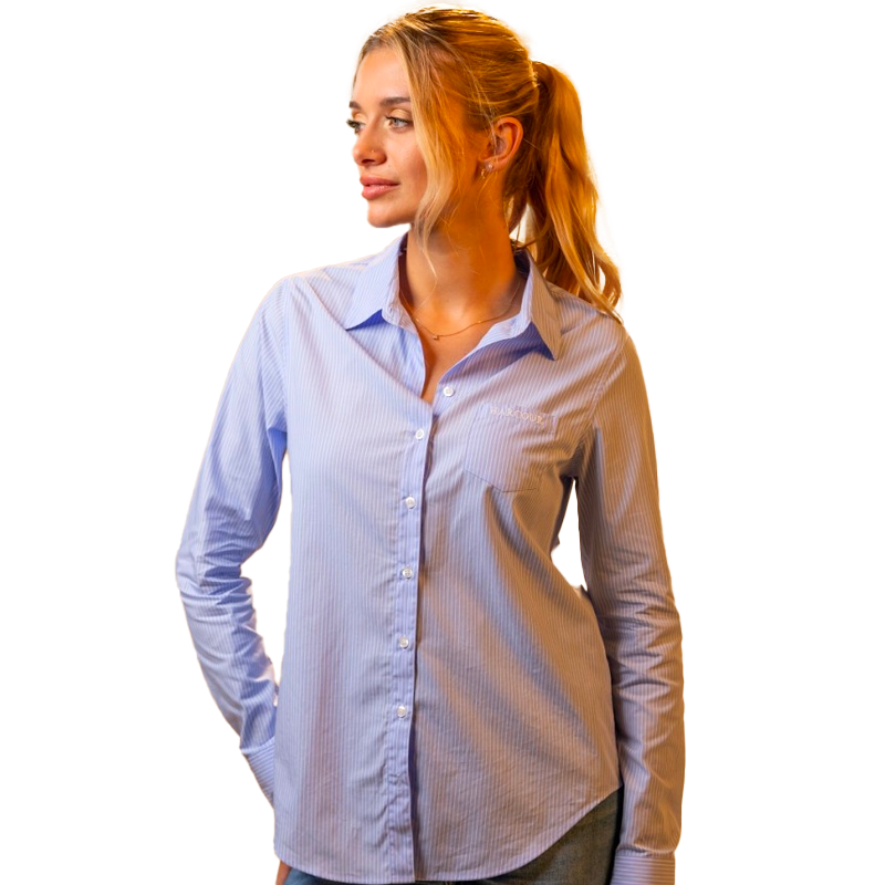 Harcour - Chemise manches longues casual femme Swany bleu et blanche | - Ohlala