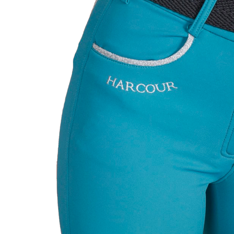 Harcour - Pantalon d'équitation femme fix system gris Jaltika bleu canard | - Ohlala