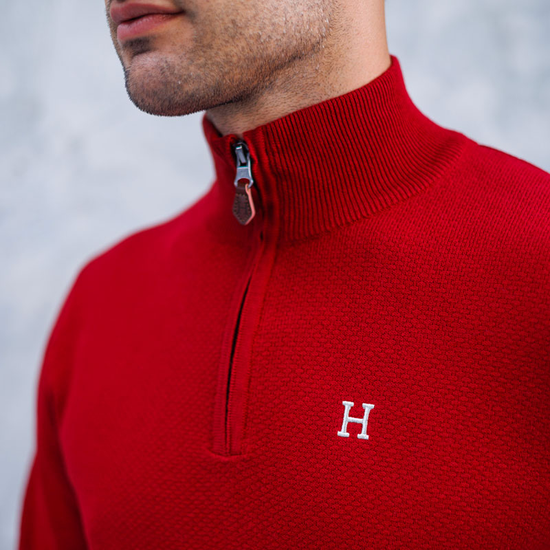 Harcour - Pull homme Douglas rouge rubis | - Ohlala