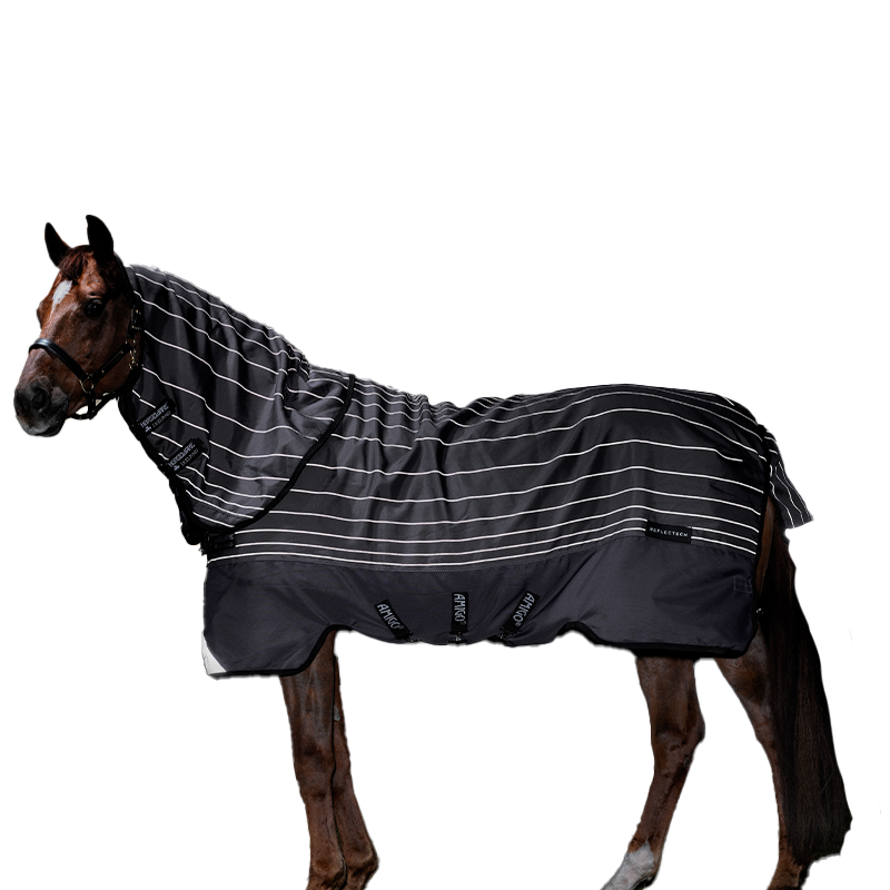 Horseware - Couverture d'extérieur Amigo Bravo 12 réfléchissantes gris/ noir 100g | - Ohlala