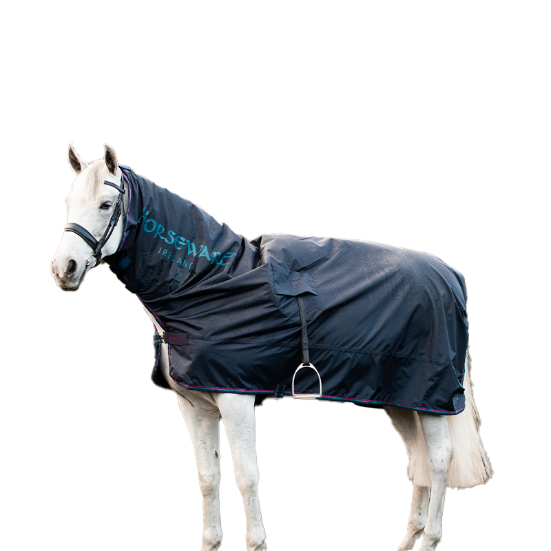 Horseware - Couverture imperméable de monte Rambo Mack in a Sack bordeaux/ marine/ gris | - Ohlala